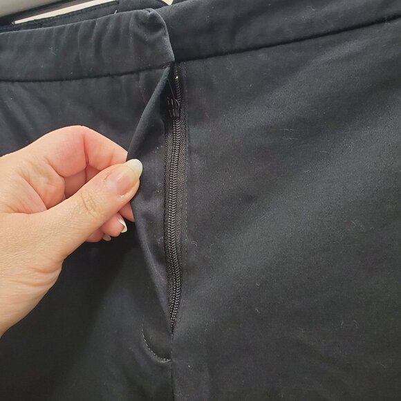 MNG Basics Women's Black Flat Front Slim Ankle Crop Career Pants Size US 10 - Picture 2 of 5